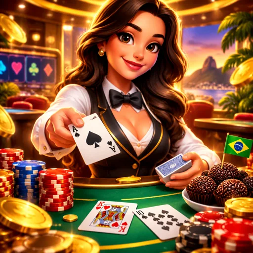 Mesa de blackjack ao vivo com dealer distribuindo cartas
